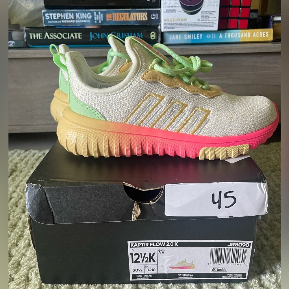 Adidas Kaptir Flow 2.0K Kids unisex Size 12 1/2K in Sorbet Color